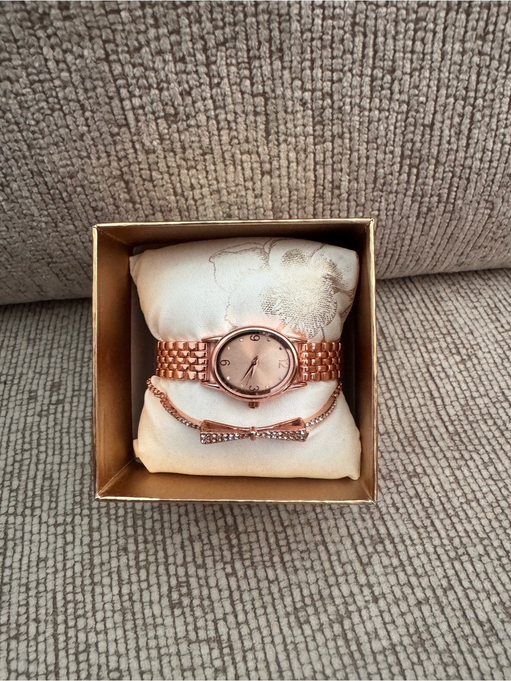 Rose Gold Women's Watch and Bracelet Set